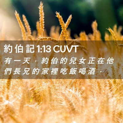 Picture 02 - 約 伯 記 1:13 CUVT - 有 一 天 ， 約 伯 的 兒 女 正 在 他 - Bible Verse Picture