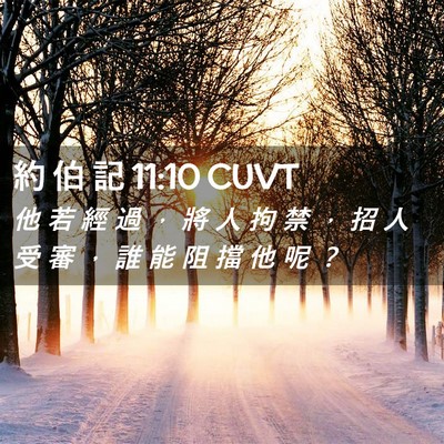 Picture 02 - 約 伯 記 11:10 CUVT - 他 若 經 過 ， 將 人 拘 禁 ， 招 人 - Bible Verse Picture