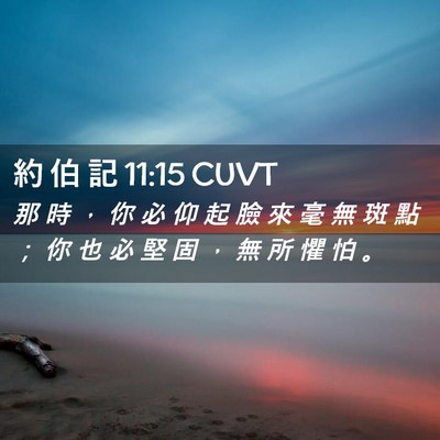 Picture 02 - 約 伯 記 11:15 CUVT - 那 時 ， 你 必 仰 起 臉 來 毫 無 斑 - Bible Verse Picture