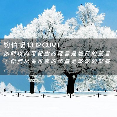 Picture 02 - 約 伯 記 13:12 CUVT - 你 們 以 為 可 記 念 的 箴 言 是 爐 - Bible Verse Picture