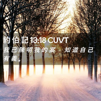 Picture 02 - 約 伯 記 13:18 CUVT - 我 已 陳 明 我 的 案 ， 知 道 自 己 - Bible Verse Picture