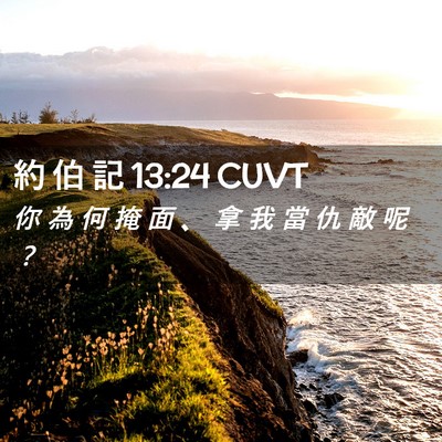Picture 02 - 約 伯 記 13:24 CUVT - 你 為 何 掩 面 、 拿 我 當 仇 敵 呢 - Bible Verse Picture