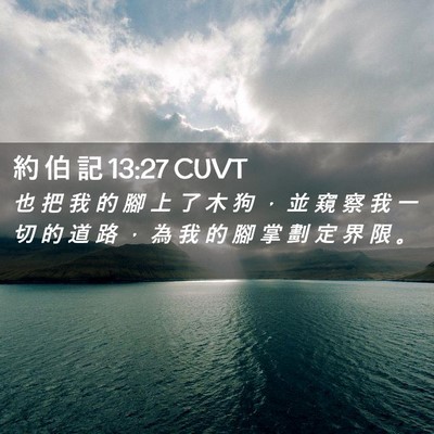 Picture 02 - 約 伯 記 13:27 CUVT - 也 把 我 的 腳 上 了 木 狗 ， 並 窺 - Bible Verse Picture