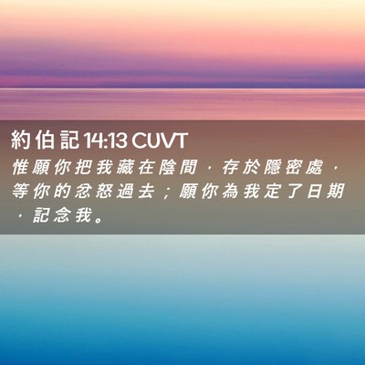 Picture 02 - 約 伯 記 14:13 CUVT - 惟 願 你 把 我 藏 在 陰 間 ， 存 於 - Bible Verse Picture