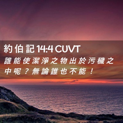 Picture 02 - 約 伯 記 14:4 CUVT - 誰 能 使 潔 淨 之 物 出 於 污 穢 之 - Bible Verse Picture