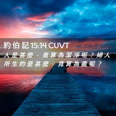 Picture 02 - 約 伯 記 15:14 CUVT - 人 是 甚 麼 ， 竟 算 為 潔 淨 呢 ？ - Bible Verse Picture