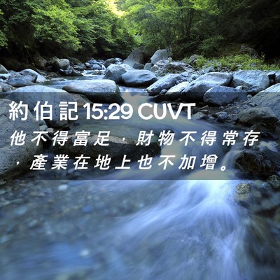 Picture 02 - 約 伯 記 15:29 CUVT - 他 不 得 富 足 ， 財 物 不 得 常 存 - Bible Verse Picture