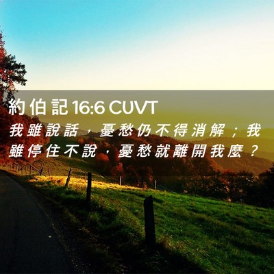 Picture 02 - 約 伯 記 16:6 CUVT - 我 雖 說 話 ， 憂 愁 仍 不 得 消 解 - Bible Verse Picture