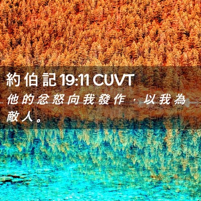 Picture 02 - 約 伯 記 19:11 CUVT - 他 的 忿 怒 向 我 發 作 ， 以 我 為 - Bible Verse Picture
