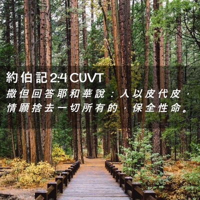 Picture 02 - 約 伯 記 2:4 CUVT - 撒 但 回 答 耶 和 華 說 ： 人 以 皮 - Bible Verse Picture