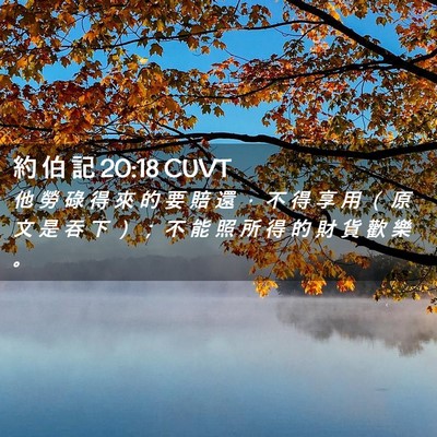 Picture 02 - 約 伯 記 20:18 CUVT - 他 勞 碌 得 來 的 要 賠 還 ， 不 得 - Bible Verse Picture