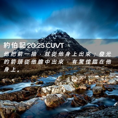 Picture 02 - 約 伯 記 20:25 CUVT - 他 把 箭 一 抽 ， 就 從 他 身 上 出 - Bible Verse Picture