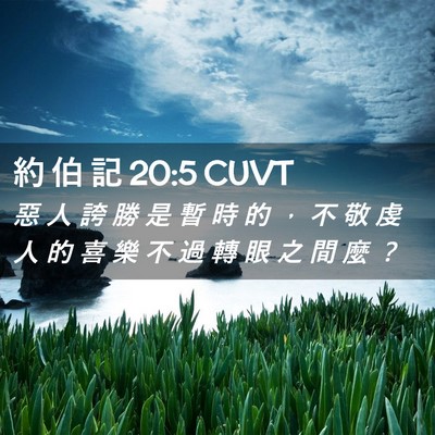 Picture 02 - 約 伯 記 20:5 CUVT - 惡 人 誇 勝 是 暫 時 的 ， 不 敬 虔 - Bible Verse Picture