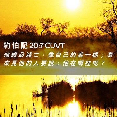 Picture 02 - 約 伯 記 20:7 CUVT - 他 終 必 滅 亡 ， 像 自 己 的 糞 一 - Bible Verse Picture