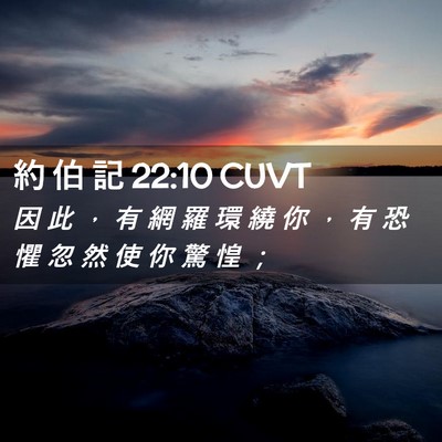 Picture 02 - 約 伯 記 22:10 CUVT - 因 此 ， 有 網 羅 環 繞 你 ， 有 恐 - Bible Verse Picture