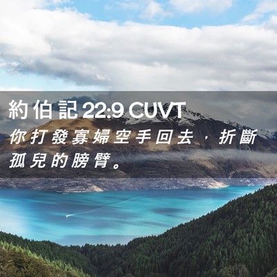Picture 02 - 約 伯 記 22:9 CUVT - 你 打 發 寡 婦 空 手 回 去 ， 折 斷 - Bible Verse Picture
