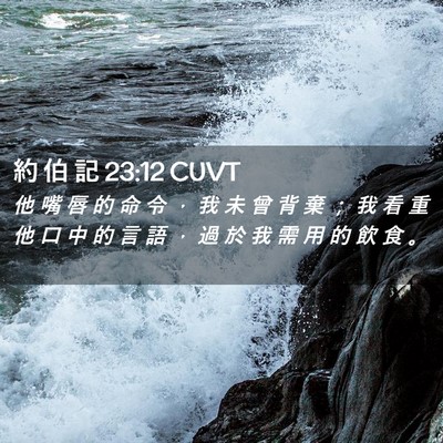 Picture 02 - 約 伯 記 23:12 CUVT - 他 嘴 唇 的 命 令 ， 我 未 曾 背 棄 - Bible Verse Picture