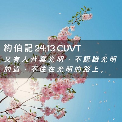 Picture 02 - 約 伯 記 24:13 CUVT - 又 有 人 背 棄 光 明 ， 不 認 識 光 - Bible Verse Picture