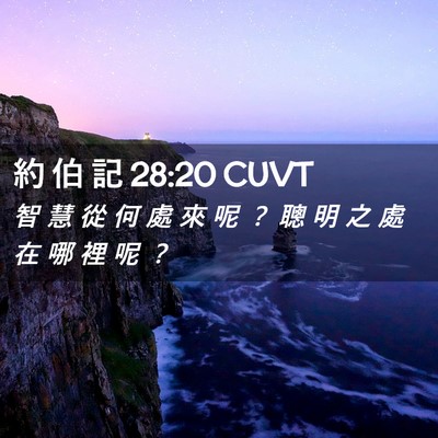 Picture 02 - 約 伯 記 28:20 CUVT - 智 慧 從 何 處 來 呢 ？ 聰 明 之 處 - Bible Verse Picture