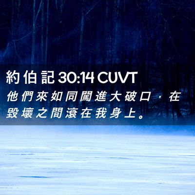 Picture 02 - 約 伯 記 30:14 CUVT - 他 們 來 如 同 闖 進 大 破 口 ， 在 - Bible Verse Picture