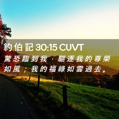 Picture 02 - 約 伯 記 30:15 CUVT - 驚 恐 臨 到 我 ， 驅 逐 我 的 尊 榮 - Bible Verse Picture