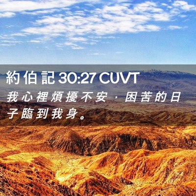 Picture 02 - 約 伯 記 30:27 CUVT - 我 心 裡 煩 擾 不 安 ， 困 苦 的 日 - Bible Verse Picture