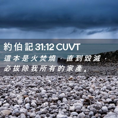 Picture 02 - 約 伯 記 31:12 CUVT - 這 本 是 火 焚 燒 ， 直 到 毀 滅 ， - Bible Verse Picture