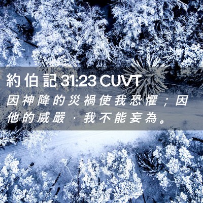 Picture 02 - 約 伯 記 31:23 CUVT - 因 神 降 的 災 禍 使 我 恐 懼 ； 因 - Bible Verse Picture
