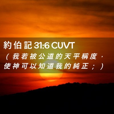 Picture 02 - 約 伯 記 31:6 CUVT - （ 我 若 被 公 道 的 天 平 稱 度 ， - Bible Verse Picture