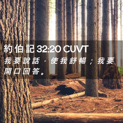 Picture 02 - 約 伯 記 32:20 CUVT - 我 要 說 話 ， 使 我 舒 暢 ； 我 要 - Bible Verse Picture