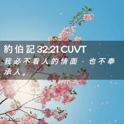 Picture 02 - 約 伯 記 32:21 CUVT - 我 必 不 看 人 的 情 面 ， 也 不 奉 - Bible Verse Picture