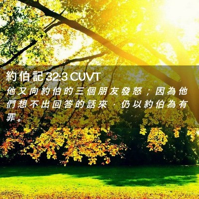 Picture 02 - 約 伯 記 32:3 CUVT - 他 又 向 約 伯 的 三 個 朋 友 發 怒 - Bible Verse Picture