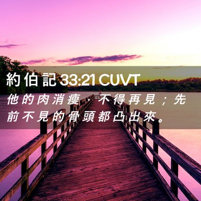 Picture 02 - 約 伯 記 33:21 CUVT - 他 的 肉 消 瘦 ， 不 得 再 見 ； 先 - Bible Verse Picture