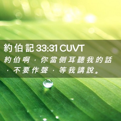 Picture 02 - 約 伯 記 33:31 CUVT - 約 伯 啊 ， 你 當 側 耳 聽 我 的 話 - Bible Verse Picture