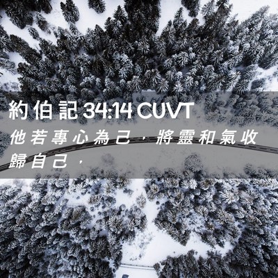 Picture 02 - 約 伯 記 34:14 CUVT - 他 若 專 心 為 己 ， 將 靈 和 氣 收 - Bible Verse Picture