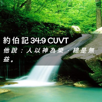 Picture 02 - 約 伯 記 34:9 CUVT - 他 說 ： 人 以 神 為 樂 ， 總 是 無 - Bible Verse Picture