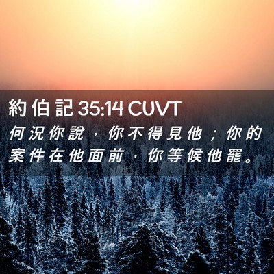 Picture 02 - 約 伯 記 35:14 CUVT - 何 況 你 說 ， 你 不 得 見 他 ； 你 - Bible Verse Picture