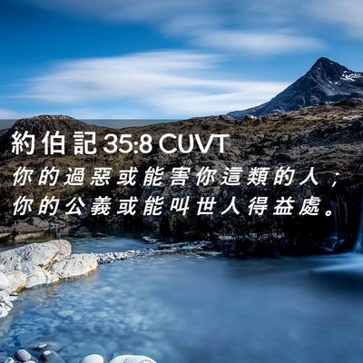 Picture 02 - 約 伯 記 35:8 CUVT - 你 的 過 惡 或 能 害 你 這 類 的 人 - Bible Verse Picture