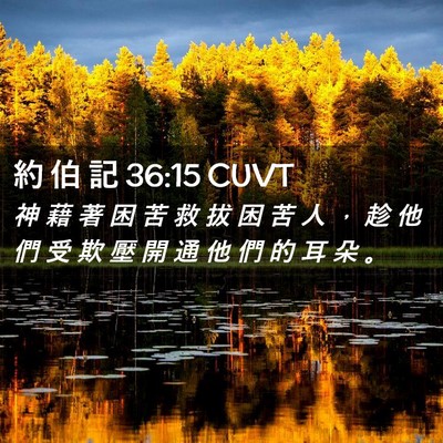 Picture 02 - 約 伯 記 36:15 CUVT - 神 藉 著 困 苦 救 拔 困 苦 人 ， 趁 - Bible Verse Picture