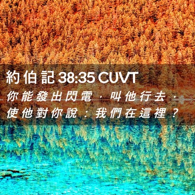 Picture 02 - 約 伯 記 38:35 CUVT - 你 能 發 出 閃 電 ， 叫 他 行 去 ， - Bible Verse Picture