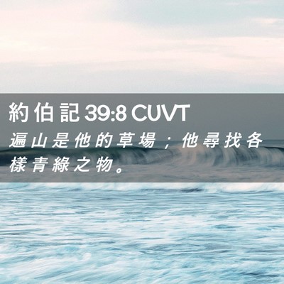Picture 02 - 約 伯 記 39:8 CUVT - 遍 山 是 他 的 草 場 ； 他 尋 找 各 - Bible Verse Picture