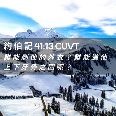 Picture 02 - 約 伯 記 41:13 CUVT - 誰 能 剝 他 的 外 衣 ？ 誰 能 進 他 - Bible Verse Picture