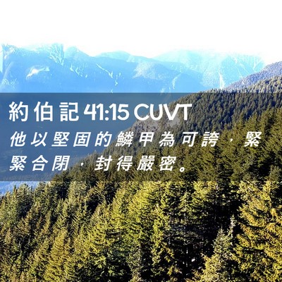 Picture 02 - 約 伯 記 41:15 CUVT - 他 以 堅 固 的 鱗 甲 為 可 誇 ， 緊 - Bible Verse Picture