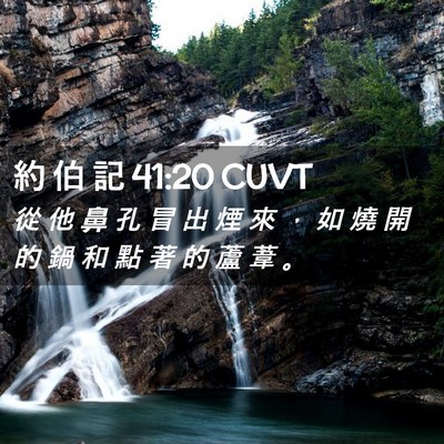 Picture 02 - 約 伯 記 41:20 CUVT - 從 他 鼻 孔 冒 出 煙 來 ， 如 燒 開 - Bible Verse Picture