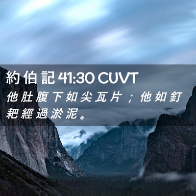 Picture 02 - 約 伯 記 41:30 CUVT - 他 肚 腹 下 如 尖 瓦 片 ； 他 如 釘 - Bible Verse Picture
