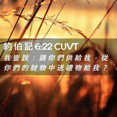Picture 02 - 約 伯 記 6:22 CUVT - 我 豈 說 ： 請 你 們 供 給 我 ， 從 - Bible Verse Picture