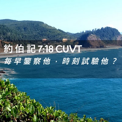 Picture 02 - 約 伯 記 7:18 CUVT - 每 早 鑒 察 他 ， 時 刻 試 驗 他 - Bible Verse Picture