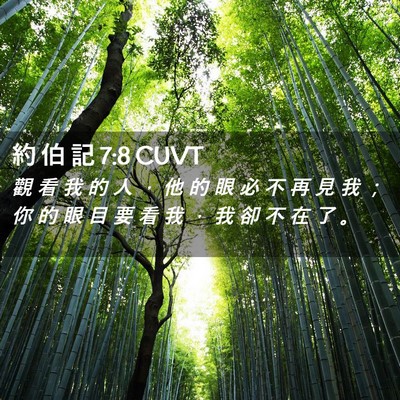 Picture 02 - 約 伯 記 7:8 CUVT - 觀 看 我 的 人 ， 他 的 眼 必 不 再 - Bible Verse Picture