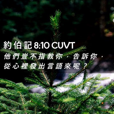 Picture 02 - 約 伯 記 8:10 CUVT - 他 們 豈 不 指 教 你 ， 告 訴 你 ， - Bible Verse Picture