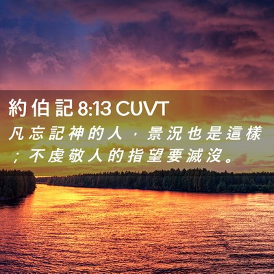 Picture 02 - 約 伯 記 8:13 CUVT - 凡 忘 記 神 的 人 ， 景 況 也 是 這 - Bible Verse Picture